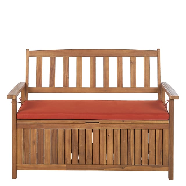 Beliani Gartenbank Heller Holzfarbton Rot 60x120x91
