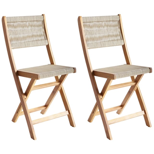 Beliani Gartenstuhl Beige Heller Holzfarbton 50x42x84