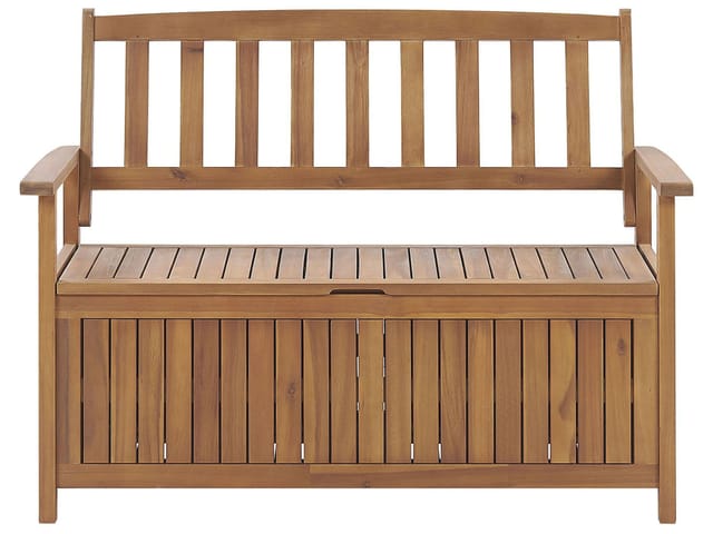 Beliani Gartenbank Heller Holzfarbton 60x120x91