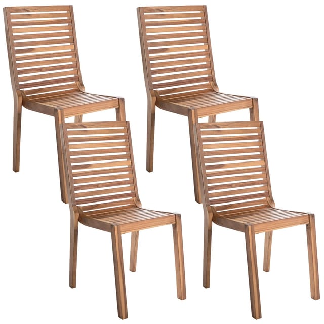 Beliani Gartenstuhl Heller Holzfarbton 57x45x93