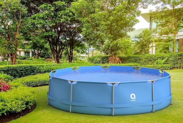 Avenli Frame Pool Set Rund 360 x 76 cm Blau mit Filterpumpe Zubehör und Reparaturset