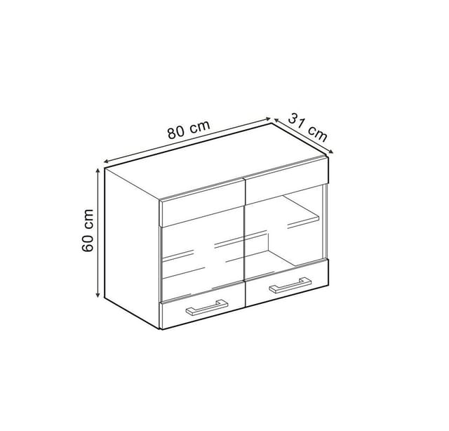 Vicco Küchenglasschrank R-Line Glashängeschrank Bordeaux Hochglanz/Anthrazit 80 cm