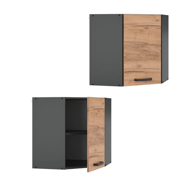 Vicco Eckhängeschrank R-Line Küchen-Eckschrank Goldkraft Eiche/Anthrazit 57 cm