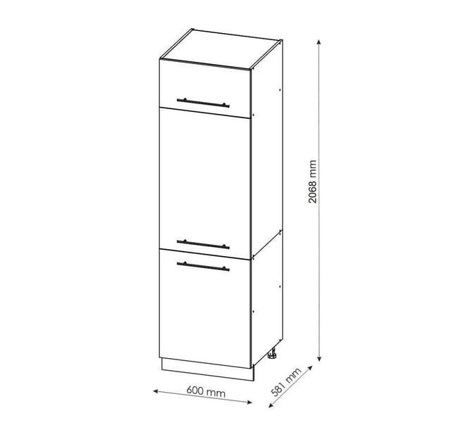 Vicco Kühlumbauschrank Fame-Line Hochschrank für die Küche Weiß Hochglanz/Anthrazit 60 cm