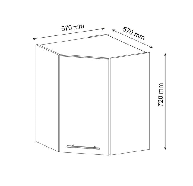 Vicco Eckhängeschrank Fame-Line Küchen-Eckschrank Weiß Hochglanz/Anthrazit 57 cm