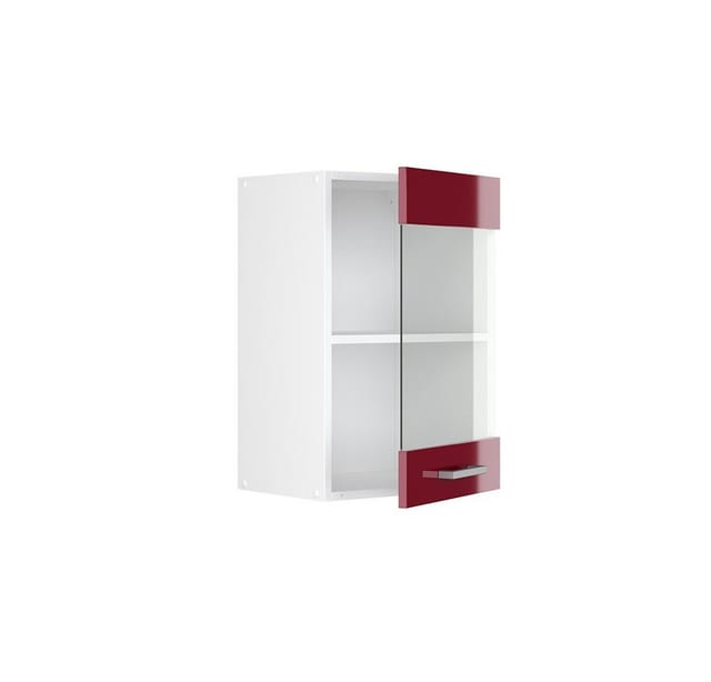 Vicco Küchenglasschrank R-Line Glashängeschrank Bordeaux Hochglanz/Weiß 40 cm