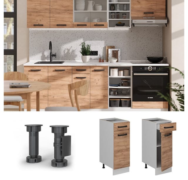 Vicco Küchenunterschrank R-Line Goldkraft Eiche 30 cm ohne Arbeitsplatte