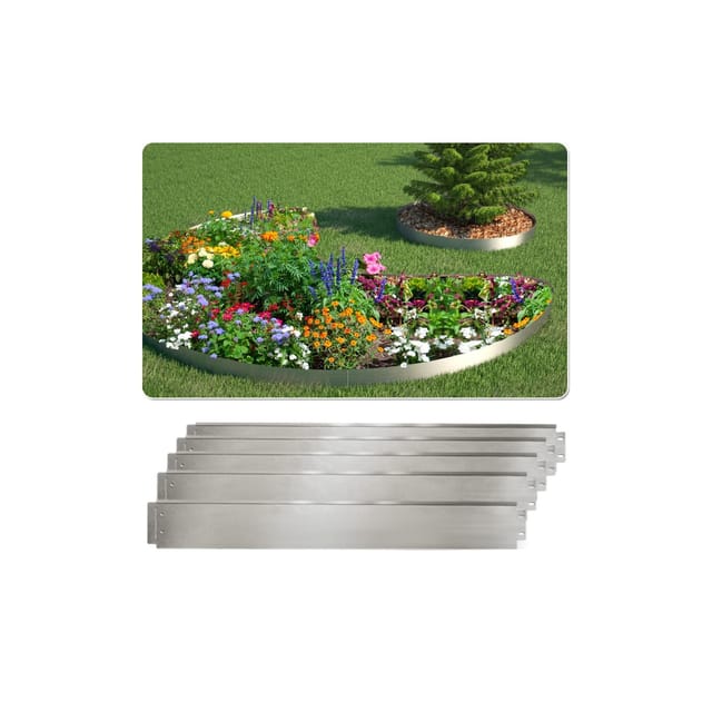 OK-Living Rasenkante Silber 100 x 14 cm 50 Meter