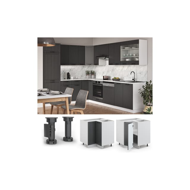 Vicco Eckunterschrank Fame-Line Anthrazit/Weiß 81 cm ohne Arbeitsplatte