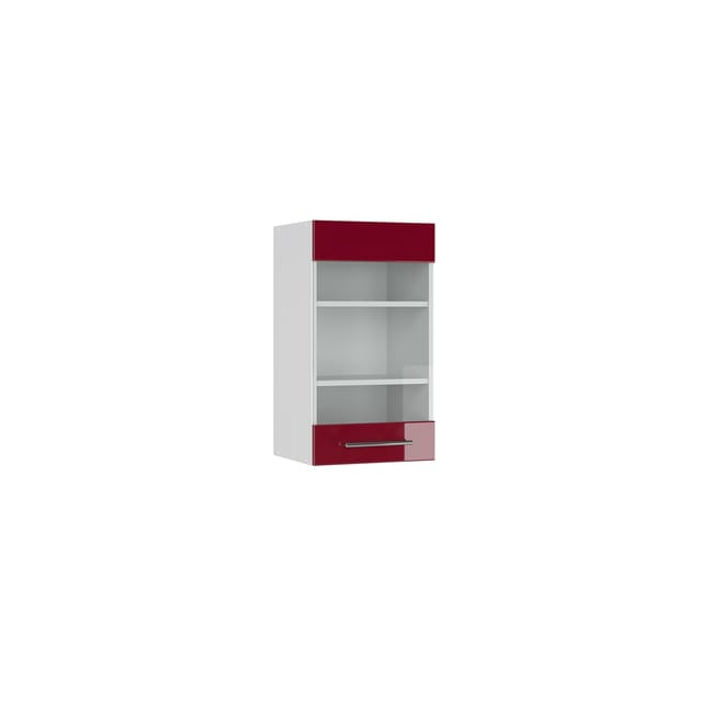 Vicco Küchenglasschrank Fame-Line Glashängeschrank Bordeaux Hochglanz/Weiß 40 cm