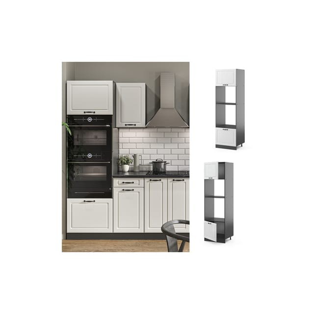 Vicco Mikrowellenschrank R-Line Küchenregal für die Mikrowelle Weiß Landhaus/Anthrazit 60 cm