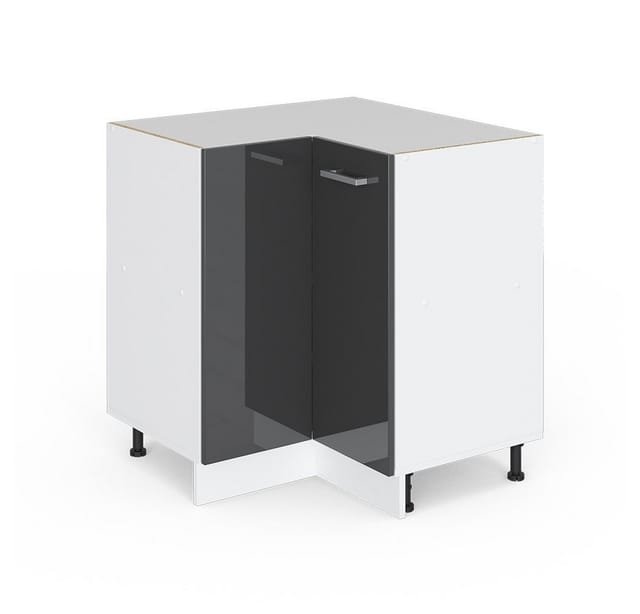 Vicco Eckunterschrank R-Line Anthrazit Hochglanz/Weiß 76 cm ohne Arbeitsplatte