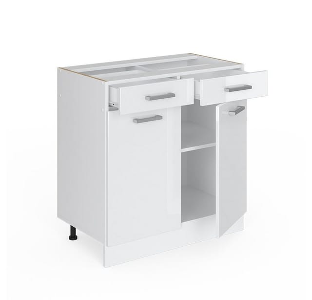 Vicco Küchenunterschrank R-Line Weiß Hochglanz/Weiß 80 cm ohne Arbeitsplatte