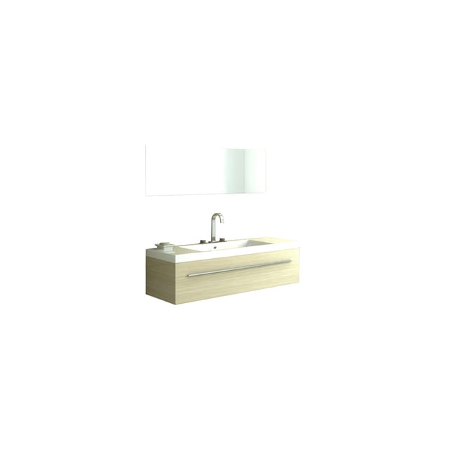 Jet-Line Badset Bern Holzoptik Hell 120cm mit Spiegel und Wasserhahn