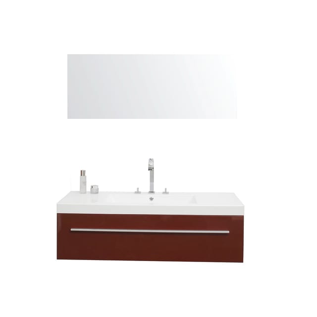 Jet-Line Badset Bern Hochglanz Rot 120cm mit Spiegel und Wasserhahn