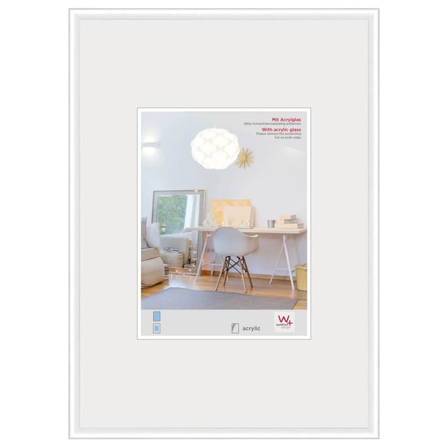 walther design New Lifestyle Kunststoff Bilderrahmen Kunstglas 60x80 cm Weiss