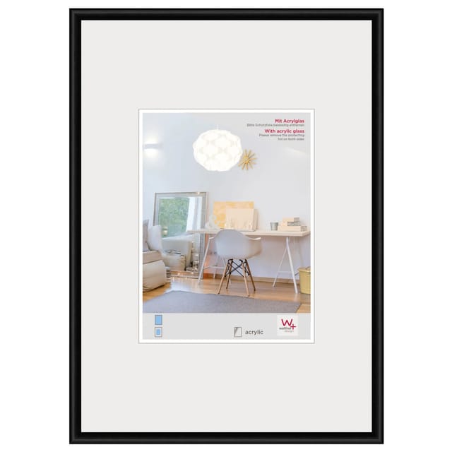 walther design New Lifestyle Kunststoff Bilderrahmen Kunstglas 70x100 cm Schwarz