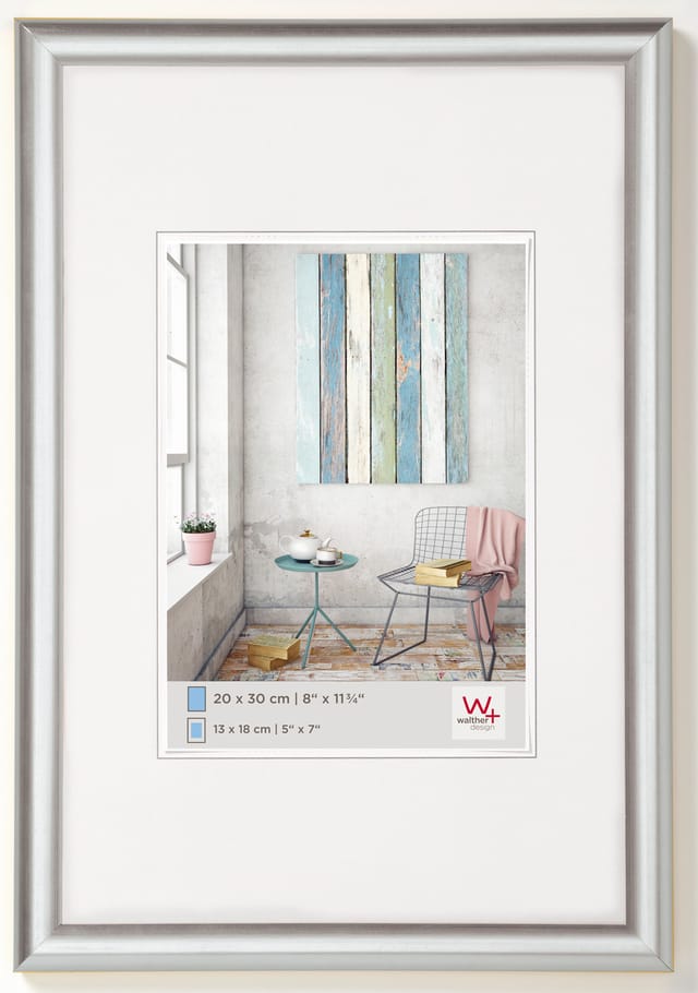 walther design Trendstyle Kunststoff Bilderrahmen 60x80 cm Silber