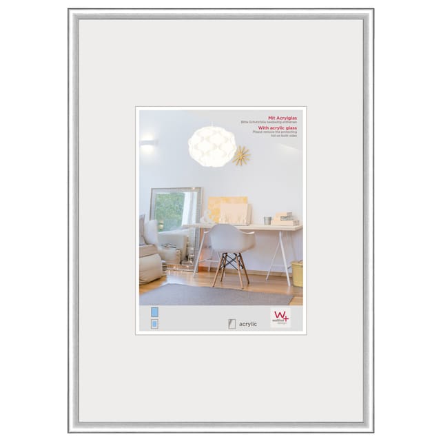 walther design New Lifestyle Kunststoff Bilderrahmen Kunstglas 40x60 cm Silber