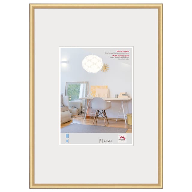 walther design New Lifestyle Kunststoff Bilderrahmen Kunstglas 61x91,5 cm Gold