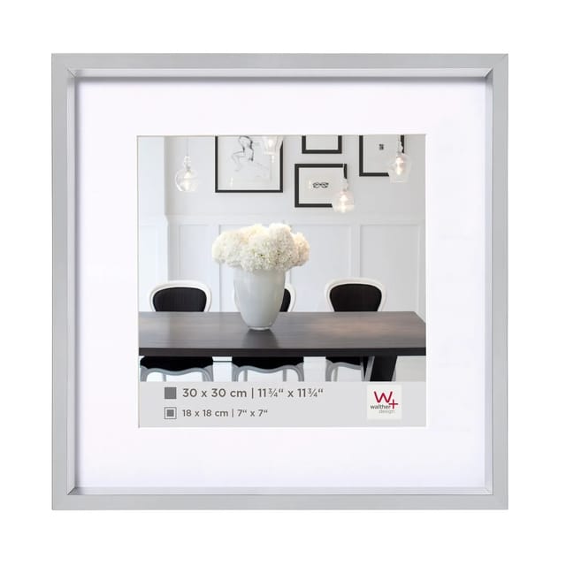 walther design Steel Style Kunststoff Bilderrahmen 40x40 cm Silber