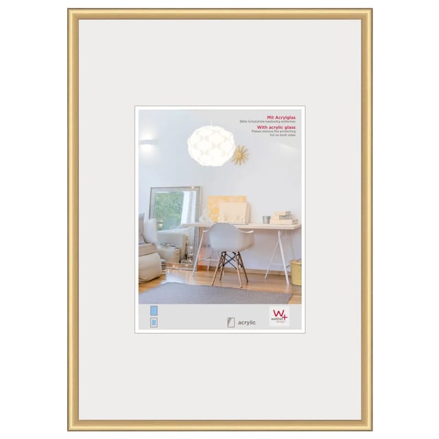walther design New Lifestyle Kunststoff Bilderrahmen Kunstglas 60x90 cm Gold