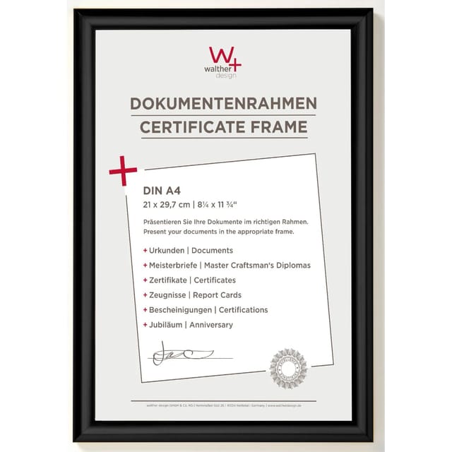 walther design Trendstyle Kunststoff Bilderrahmen 21x29,7 cm Schwarz