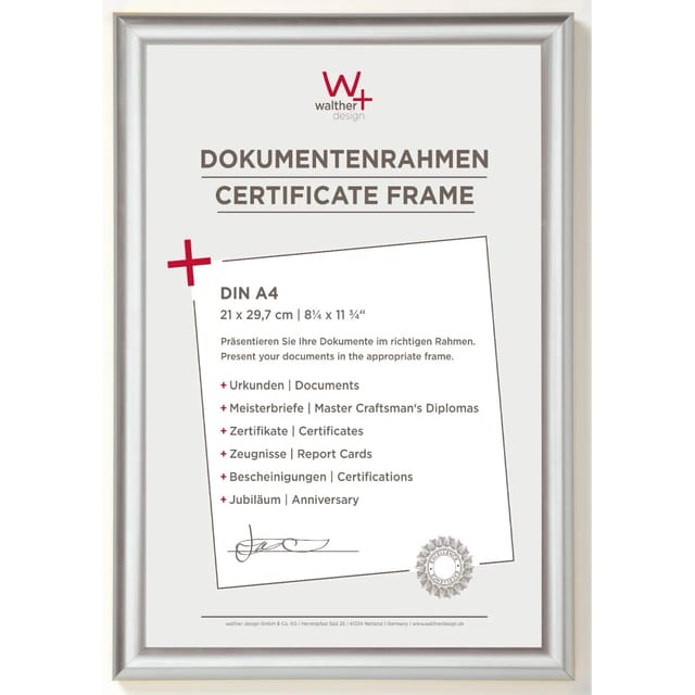 walther design Trendstyle Kunststoff Bilderrahmen 21x29,7 cm Silber