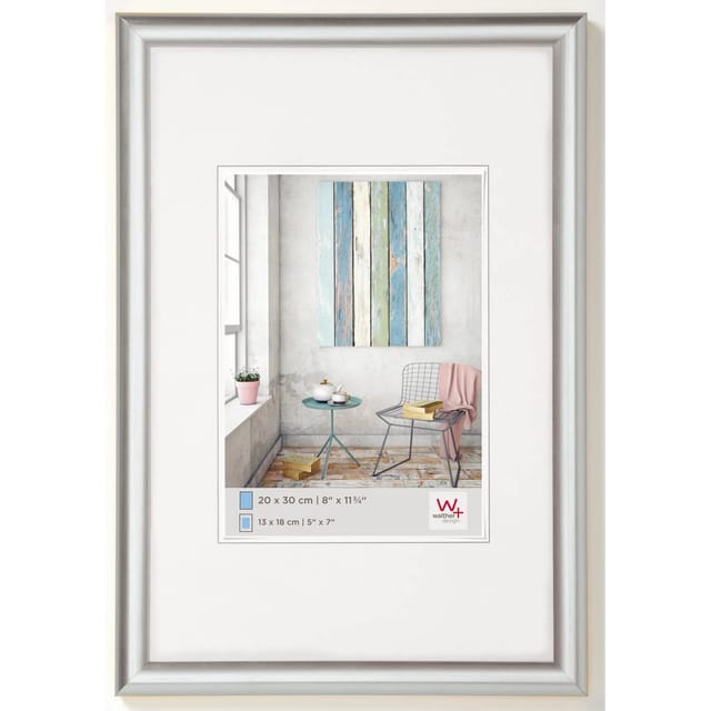 walther design Trendstyle Kunststoff Bilderrahmen 15x20 cm Silber