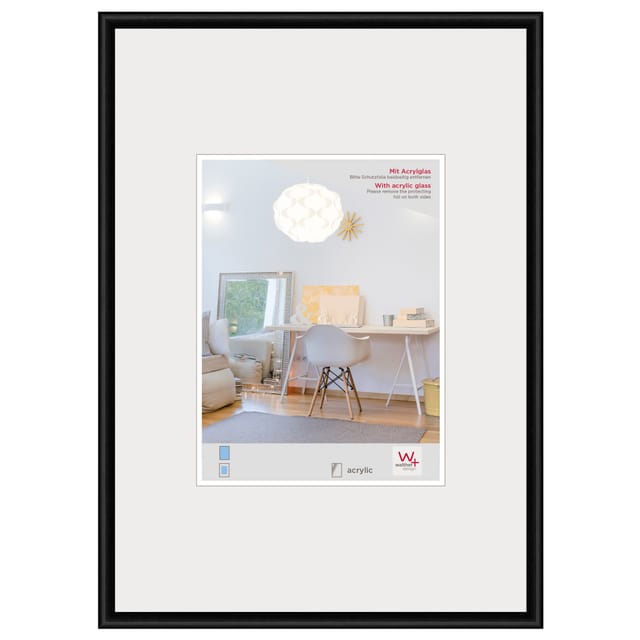 walther design New Lifestyle Kunststoff Bilderrahmen Kunstglas 30x40 cm Schwarz