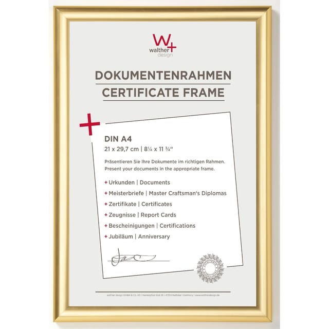 walther design Trendstyle Kunststoff Bilderrahmen 21x29,7 cm Gold