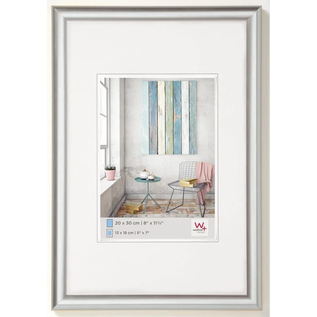 walther design Trendstyle Kunststoff Bilderrahmen 24x30 cm Silber