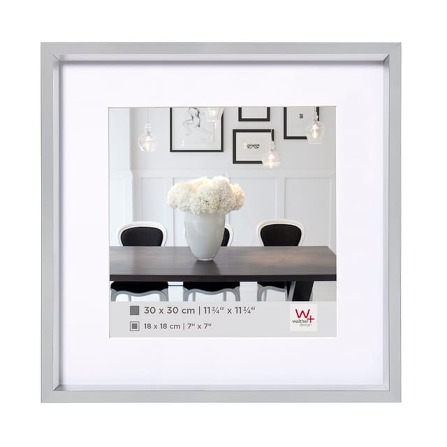 walther design Steel Style Kunststoff Bilderrahmen 20x20 cm Silber