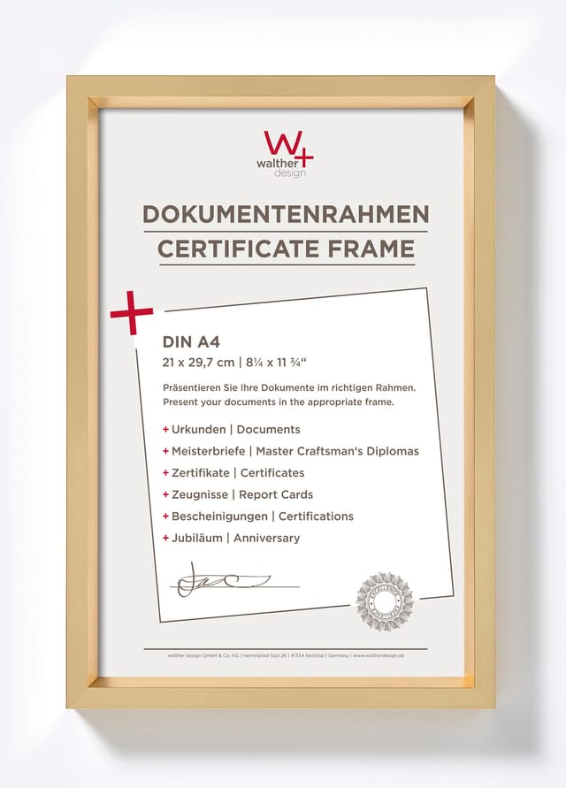 walther design Steel Style Kunststoff Bilderrahmen 21x29,7 cm Gold