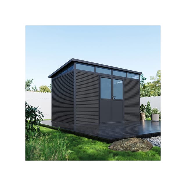 Weide Gartenhaus Aluminium Gerätehaus mit Doppeltür 338x218x226 cm Wetterfest Anthrazit