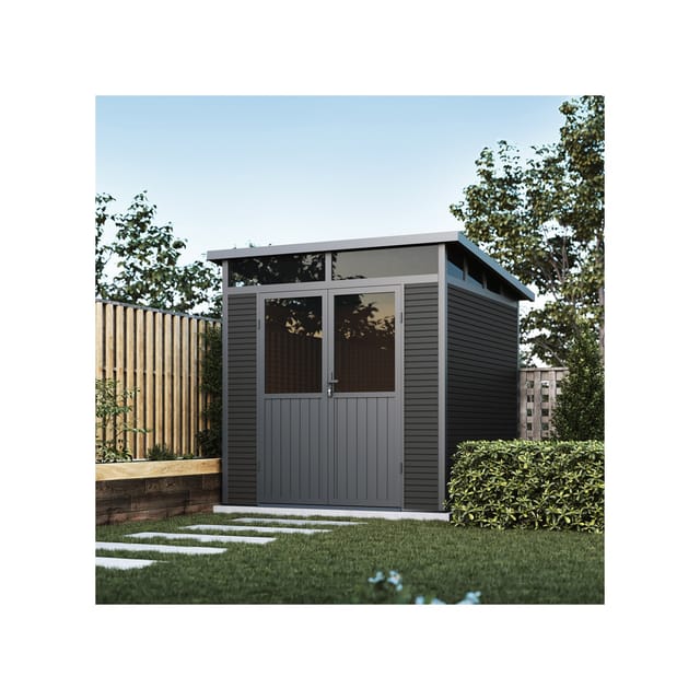 Weide Gartenhaus Aluminium Gerätehaus mit Doppeltür 218x218x226 cm Wetterfest Anthrazit