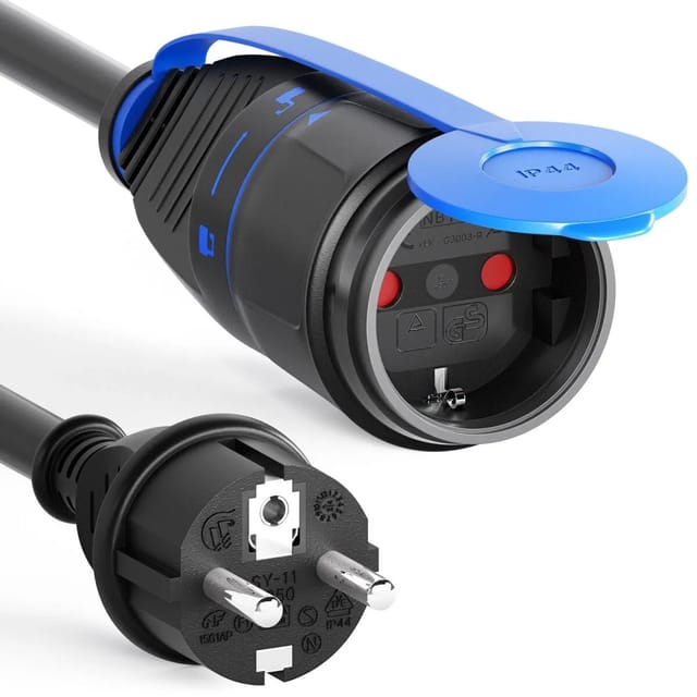 hb-digital 10m Strom Verlängerungskabel für Außenbereich H07RN-F IP44 Sicherheitsverschluß