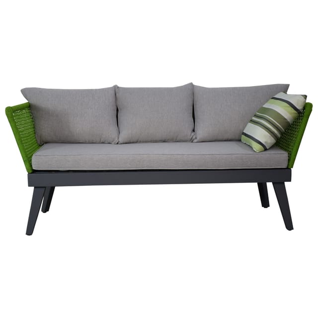 Jet-Line Garten Sofa Cuba in Grau-Anthrazit mit Seilwicklung in Grün