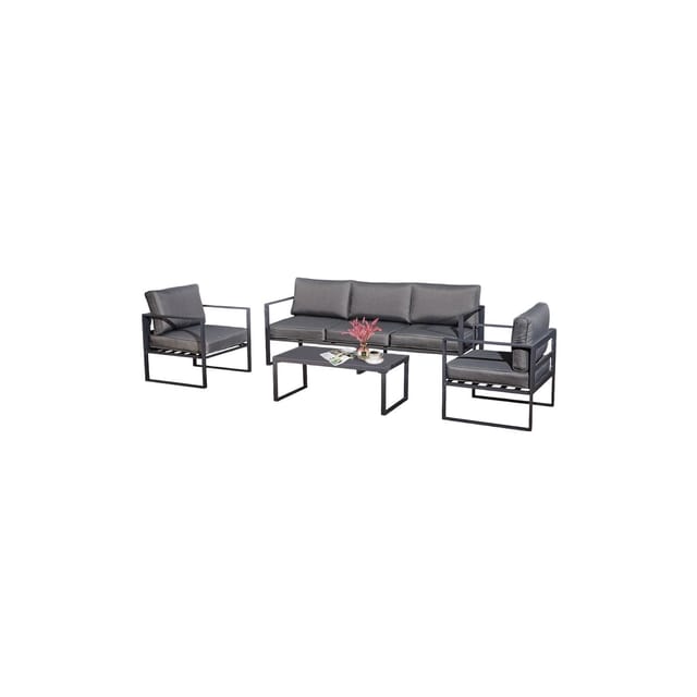 Jet-Line Gartenmöbel Lounge-Set Kreta II anthrazit mit Aluminiumrahmen