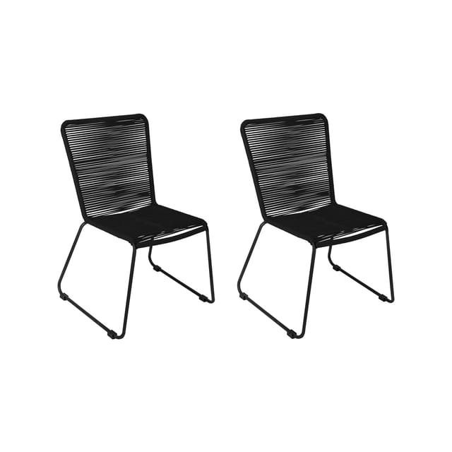 SAM Gartenstuhl Outdoor-Seilstuhl Schwarz mit Eisen-Gestell in Schwarz ISRA 2er Set