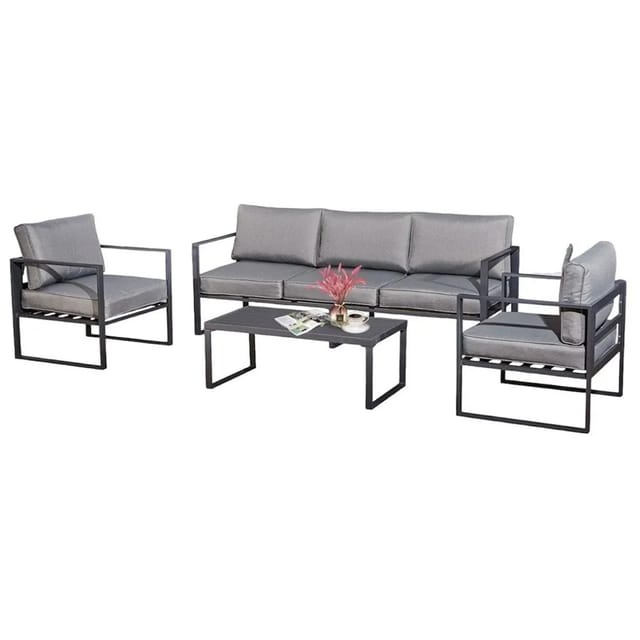 Jet-Line Gartenmöbel Lounge-Set Kreta II hellgrau mit Aluminiumrahmen