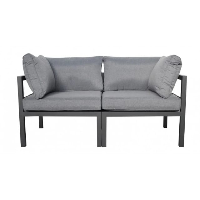 Jet-Line Garten Sofa Rhodos 2-Sitzer in Anthrazit-Grau mit Aluminiumrahmen