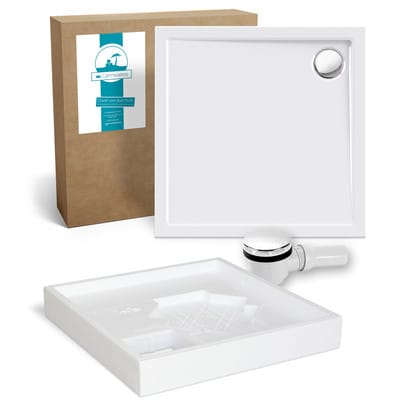 Calmwaters Duschwanne Modern Select 80x80x2,5 cm Acryl Set Wannenträger & Ablaufgarnitur 99000119
