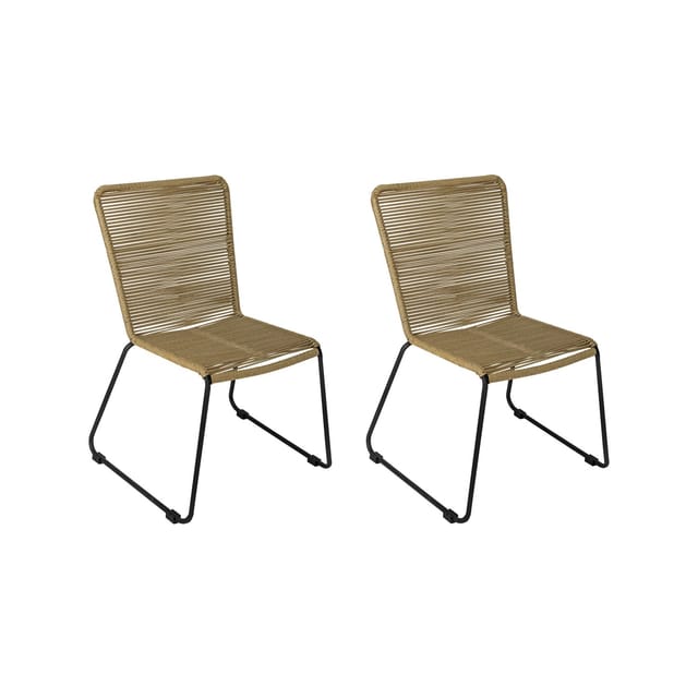 SAM Gartenstuhl Outdoor-Seilstuhl Taupe mit Eisen-Gestell in Schwarz ISRA 2er Set
