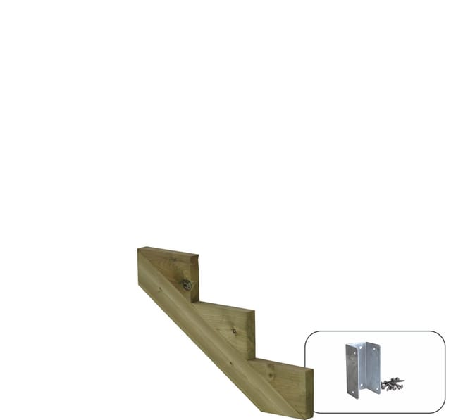 Plus A/S 34,2 Grad Treppenwangen 3 Stufen mit Beschläge Stufentiefe 25 cm
