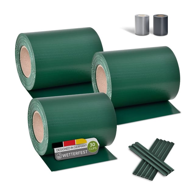 Juskys PVC Sichtschutzstreifen 3er Set Grün