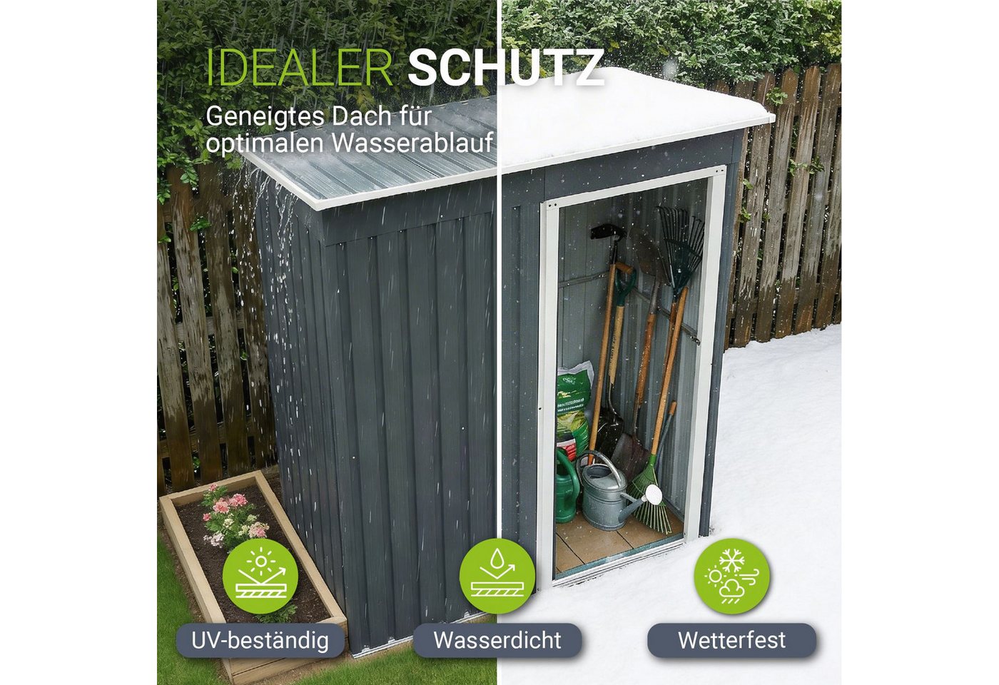 Juskys Metall Gerätehaus S mit Pultdach Anthrazit