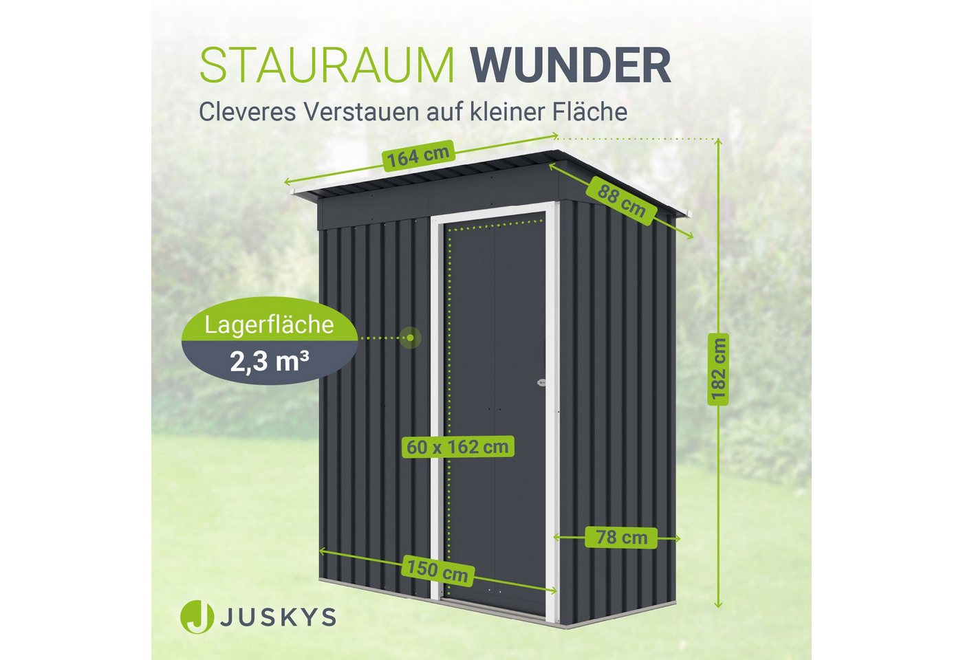 Juskys Metall Gerätehaus S mit Pultdach Anthrazit Bild 3