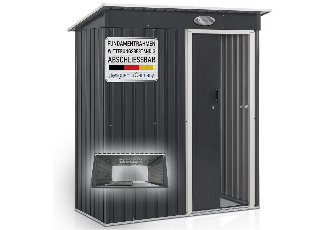 Juskys Metall Gerätehaus S mit Pultdach Anthrazit Bild 5