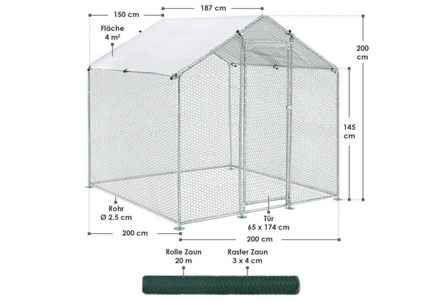 Juskys Freilaufgehege HLS25T 2x2x2m